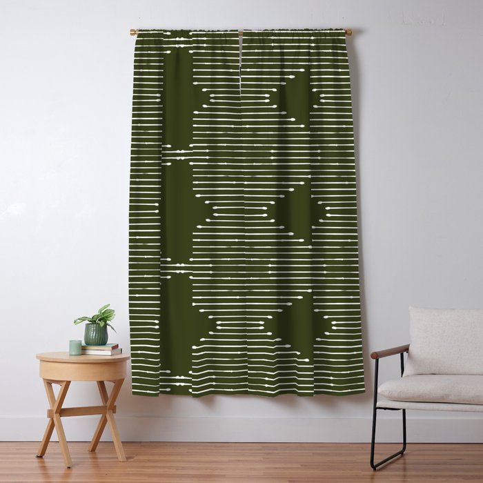 Geo (Olive Green) Window Curtain Gallery Image 1