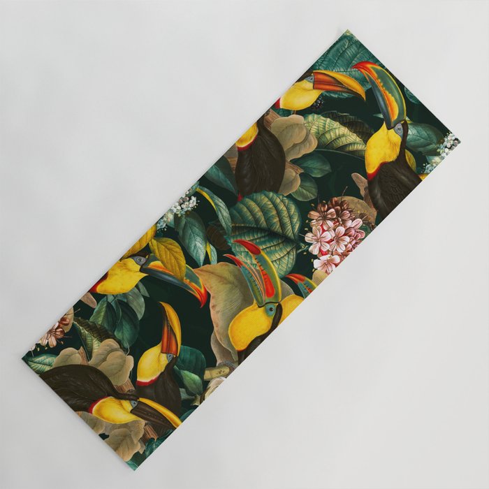 Floral and Birds Vintage Garden Night II Yoga Mat Gallery Image 1