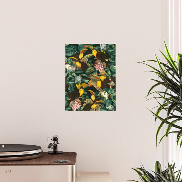 Floral and Birds Vintage Garden Night II Poster Gallery Image 2
