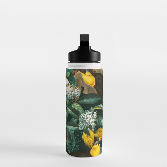 Floral and Birds Vintage Garden Night II Water Bottle Gallery Image 3