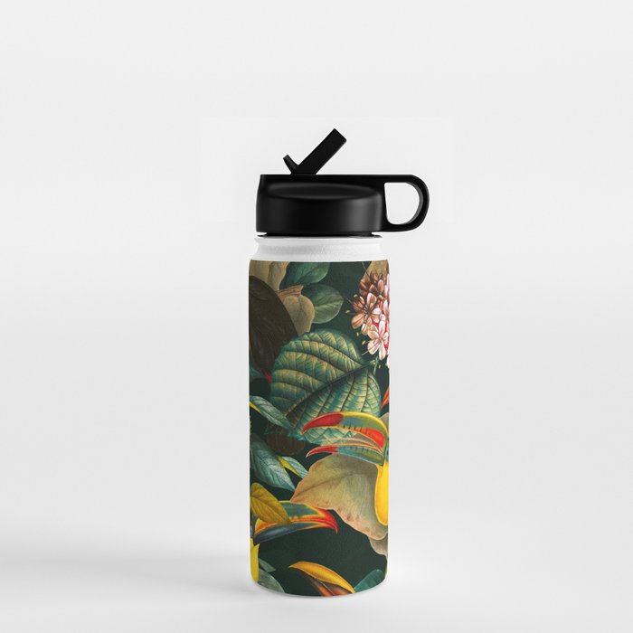 Floral and Birds Vintage Garden Night II Water Bottle Gallery Image 1