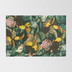 Floral and Birds Vintage Garden Night II Rug Gallery Image 2