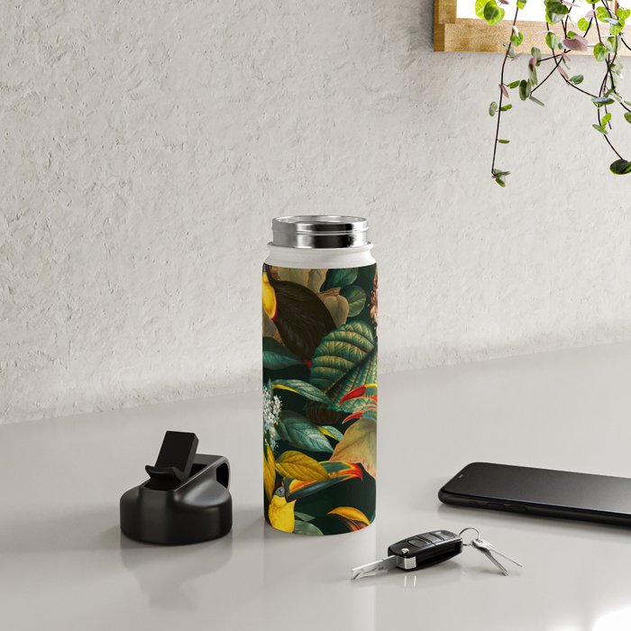 Floral and Birds Vintage Garden Night II Water Bottle Gallery Image 4