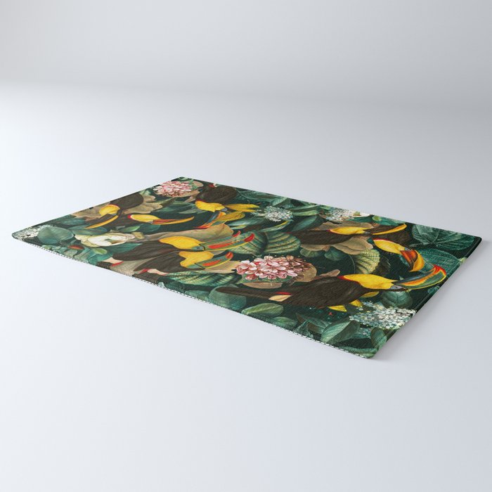 Floral and Birds Vintage Garden Night II Rug Gallery Image 3