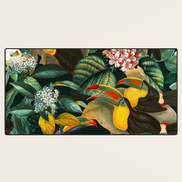 Floral and Birds Vintage Garden Night II Desk Mat Gallery Image 3