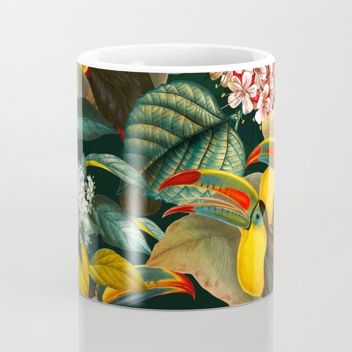 Floral and Birds Vintage Garden Night II Coffee Mug Gallery Image 4