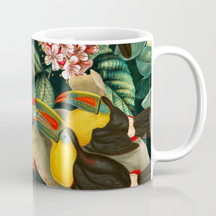 Floral and Birds Vintage Garden Night II Coffee Mug Gallery Image 1
