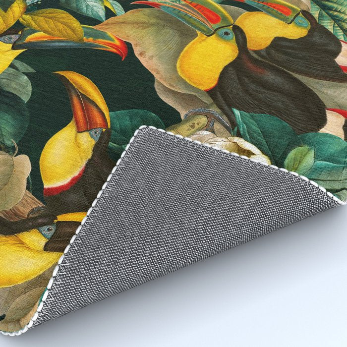 Floral and Birds Vintage Garden Night II Rug Gallery Image 4