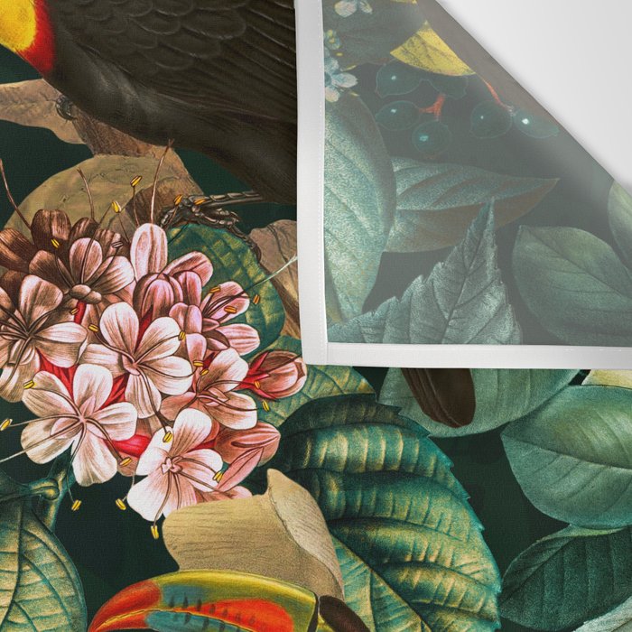 Floral and Birds Vintage Garden Night II Wall Tapestry Gallery Image 3