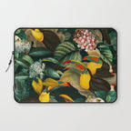 Floral and Birds Vintage Garden Night II Laptop Sleeve Gallery Image 1