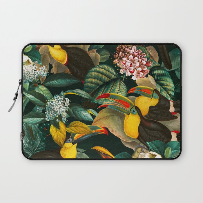Floral and Birds Vintage Garden Night II Laptop Sleeve Gallery Image 1