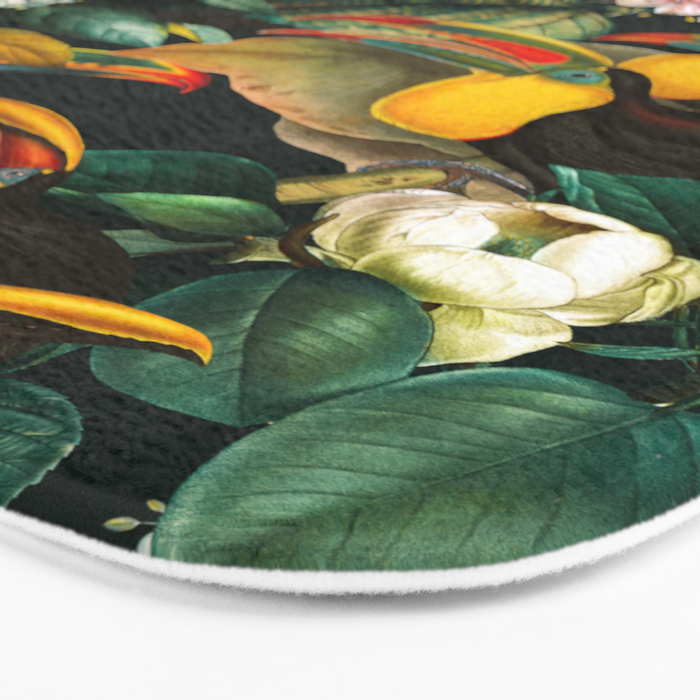 Floral and Birds Vintage Garden Night II Bath Mat Gallery Image 3