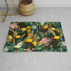 Floral and Birds Vintage Garden Night II Rug Gallery Image 1
