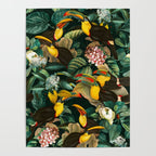 Floral and Birds Vintage Garden Night II Poster Gallery Image 4