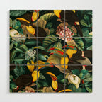 Floral and Birds Vintage Garden Night II Wood Wall Art Gallery Image 1