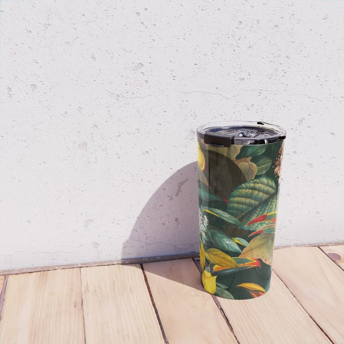 Floral and Birds Vintage Garden Night II Travel Mug Gallery Image 4