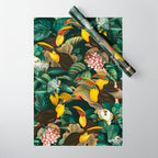 Floral and Birds Vintage Garden Night II Wrapping Paper Gallery Image 1