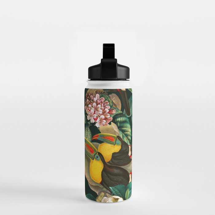 Floral and Birds Vintage Garden Night II Water Bottle Gallery Image 2