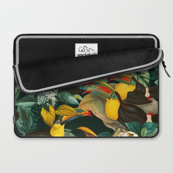 Floral and Birds Vintage Garden Night II Laptop Sleeve Gallery Image 2