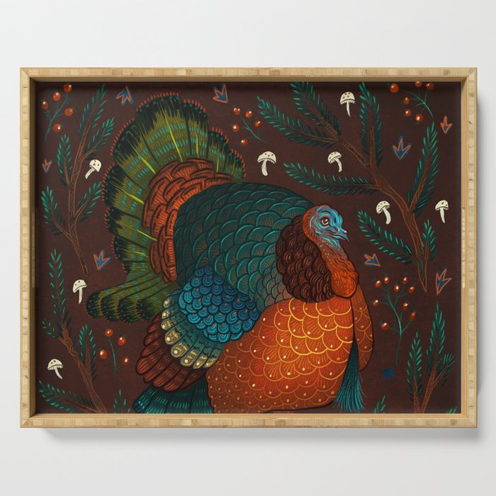 Thanksgiving Pine Turkey Serving Tray Gallery Image 1