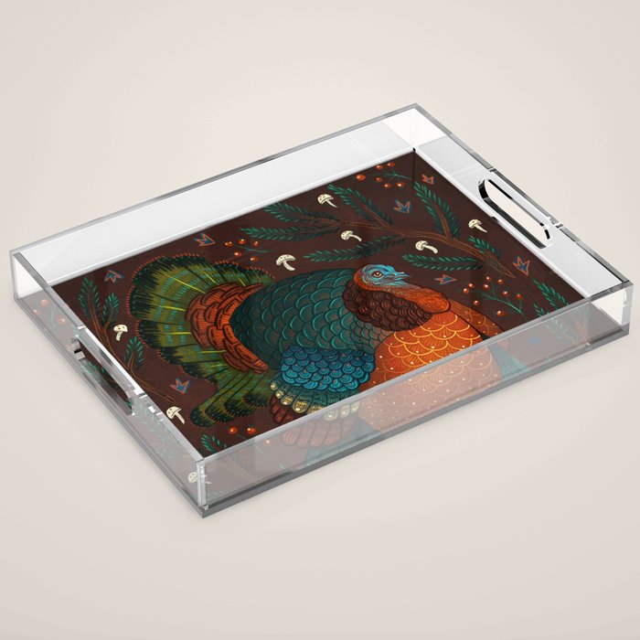 Thanksgiving Pine Turkey Acrylic Tray Gallery Image 1