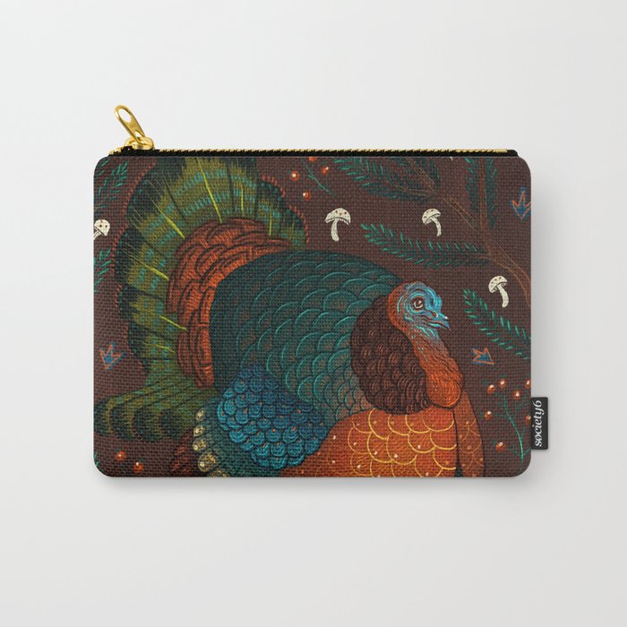 Thanksgiving Pine Turkey Carry All Pouch Gallery Image 1