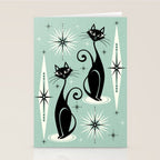 Mid Century Meow Retro Atomic Cats Mint Stationery Card Gallery Image 2