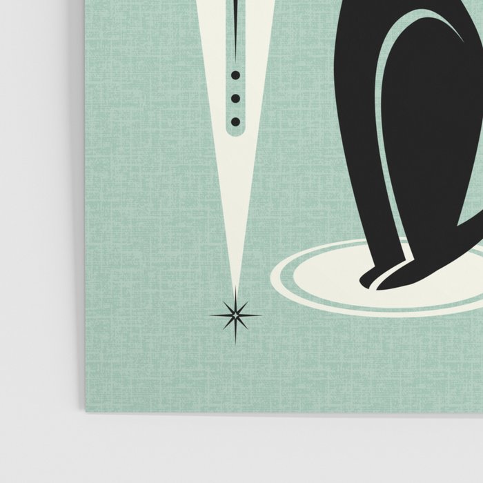 Mid Century Meow Retro Atomic Cats Mint Poster Gallery Image 3