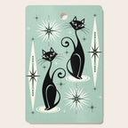 Mid Century Meow Retro Atomic Cats Mint Cutting Board Gallery Image 1