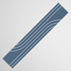 Minimal Line Curvature LXXXIV Nautical Blue Mid Century Modern Arch Abstract Table Runner Gallery Image 3