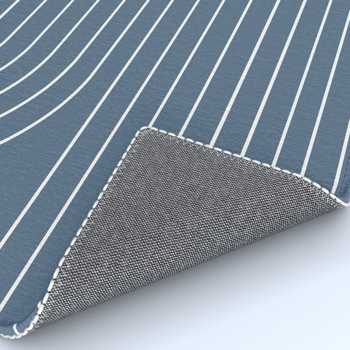 Minimal Line Curvature LXXXIV Nautical Blue Mid Century Modern Arch Abstract Rug Gallery Image 4