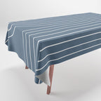 Minimal Line Curvature LXXXIV Nautical Blue Mid Century Modern Arch Abstract Tablecloth Gallery Image 1