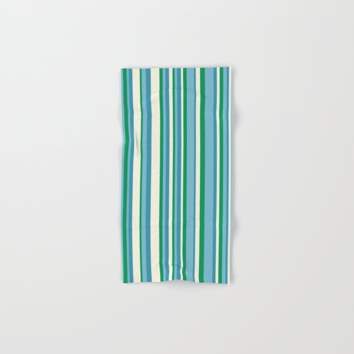 Classic Stripes XXVII - Beachy Blue and Green Bath Towel Gallery Image 1