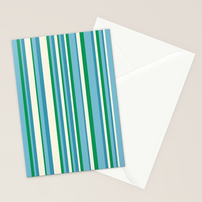 Classic Stripes XXVII - Beachy Blue and Green Stationery Card Gallery Image 2
