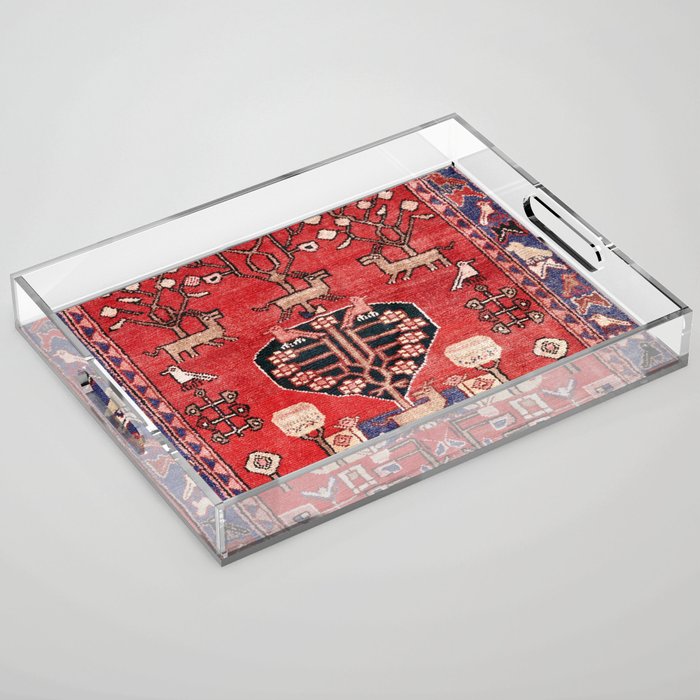 Antique Animal & Bird Persian Rug Print Acrylic Tray Gallery Image 1