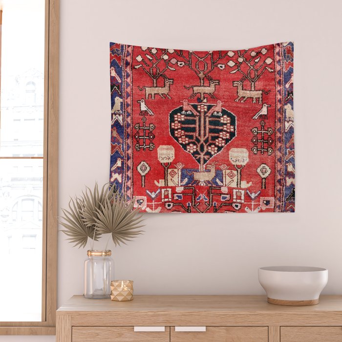 Antique Animal & Bird Persian Rug Print Wall Tapestry Gallery Image 2