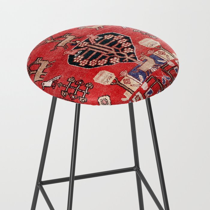 Antique Animal & Bird Persian Rug Print Stool Gallery Image 2