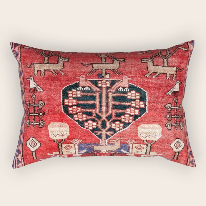 Antique Animal & Bird Persian Rug Print Rectangular Pillow Gallery Image 1