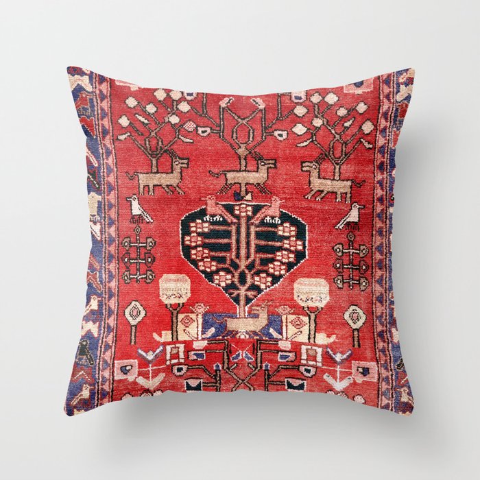 Antique Animal & Bird Persian Rug Print Throw Pillow Gallery Image 6