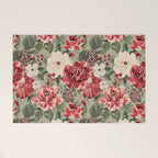 Vintage Christmas Floral on Sage Green Welcome Mat Gallery Image 1