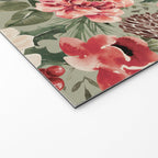 Vintage Christmas Floral on Sage Green Welcome Mat Gallery Image 2