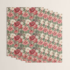 Vintage Christmas Floral on Sage Green Wrapping Paper Gallery Image 3
