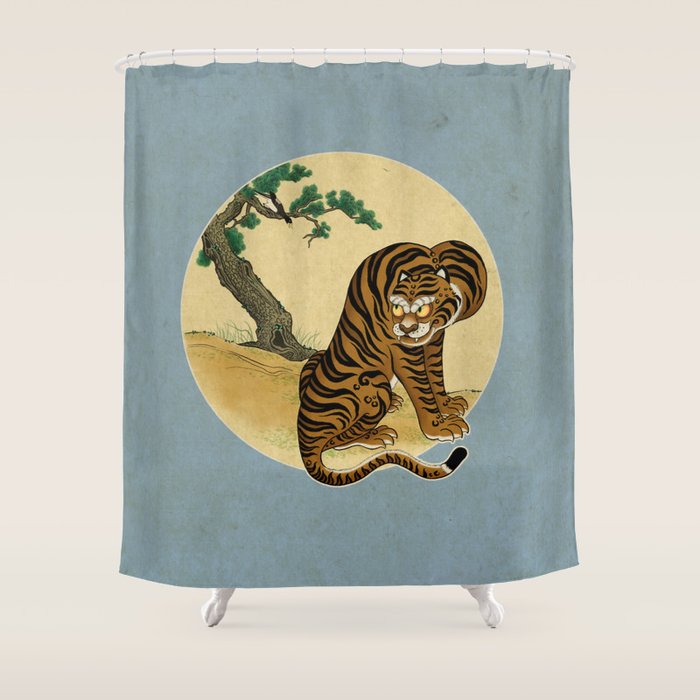 Tiger with magpie type-C : Minhwa-Korean traditional/folk art Shower Curtain Gallery Image 1