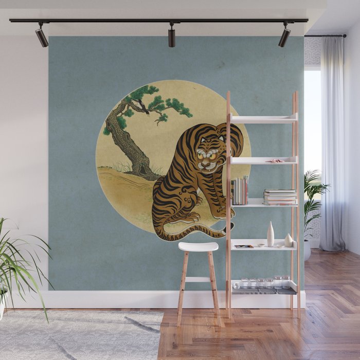 Tiger with magpie type-C : Minhwa-Korean traditional/folk art Wall Mural Gallery Image 1