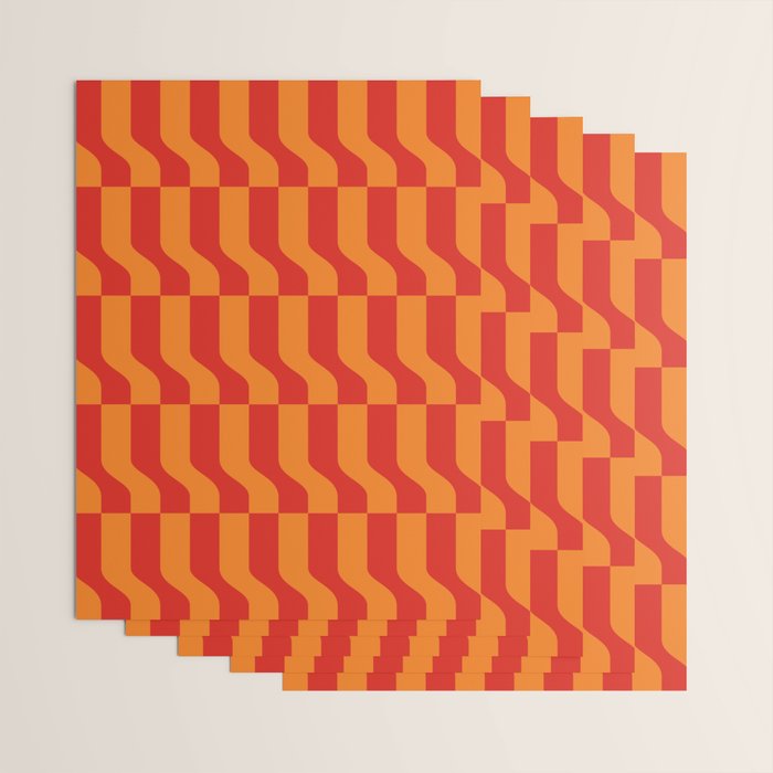 Irregular Squiggly Stripes pattern red and orange  Wrapping Paper Gallery Image 3