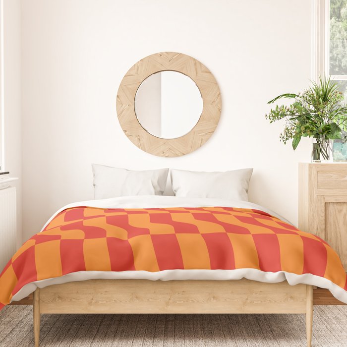 Irregular Squiggly Stripes pattern red and orange  Duvet Cover Gallery Image 3