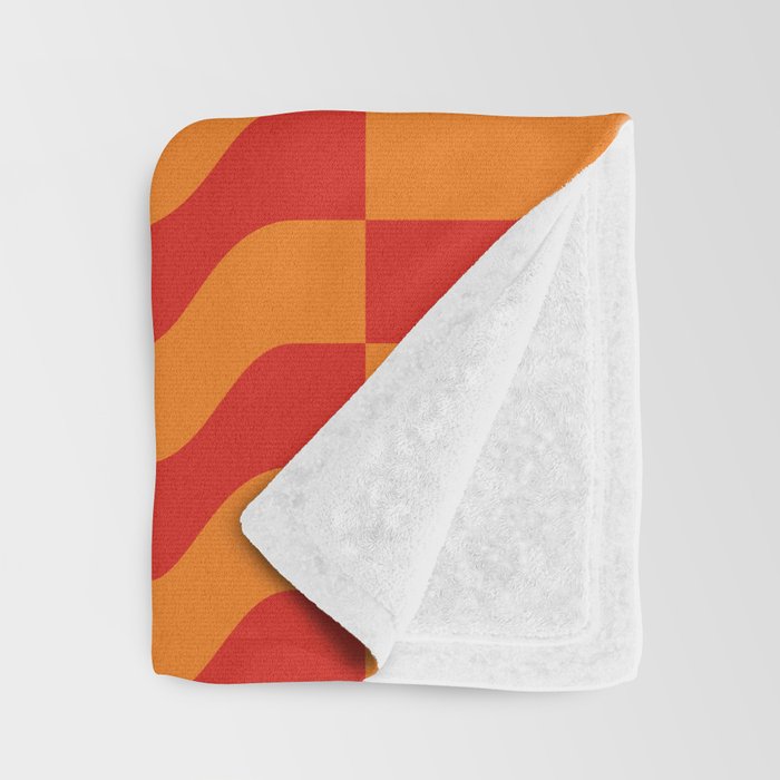 Irregular Squiggly Stripes pattern red and orange  Throw Blanket Gallery Image 3