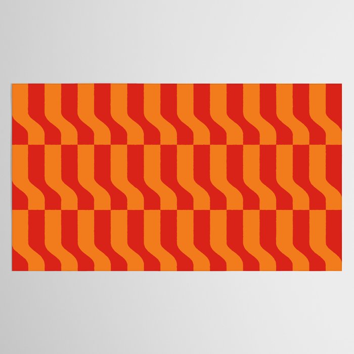 Irregular Squiggly Stripes pattern red and orange  Tablecloth Gallery Image 2