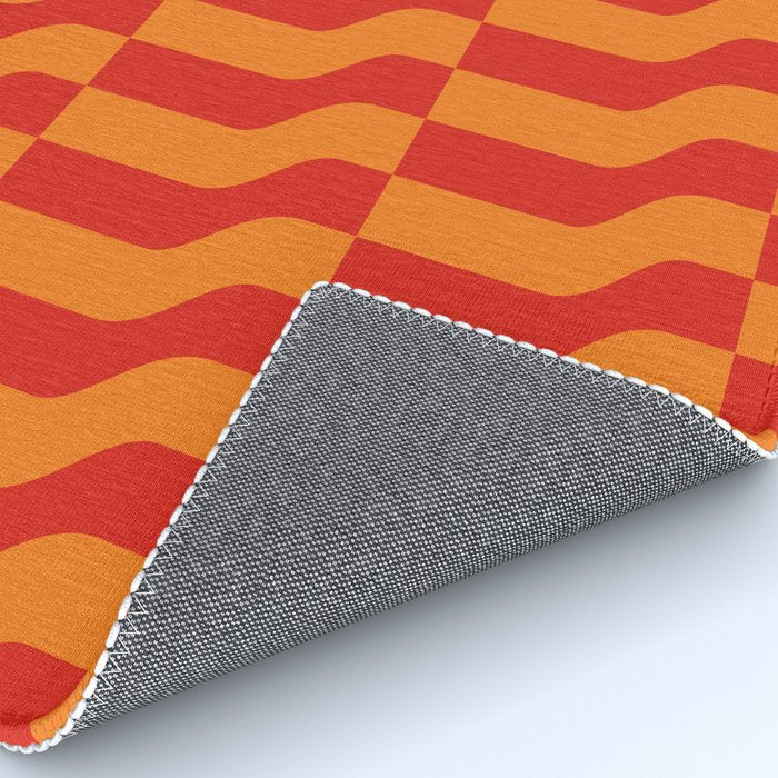 Irregular Squiggly Stripes pattern red and orange  Rug Gallery Image 4