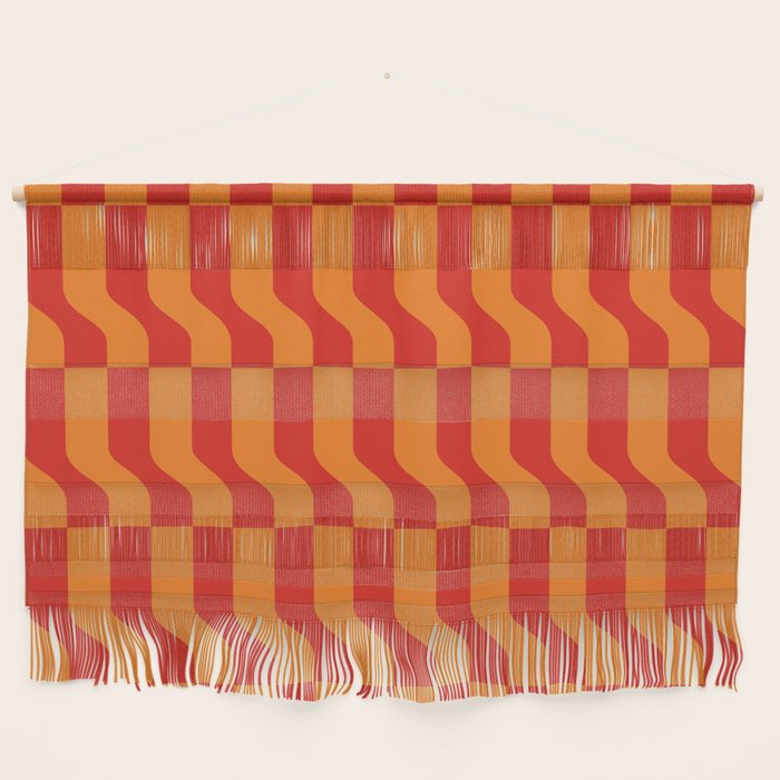 Irregular Squiggly Stripes pattern red and orange  Wall Hanging Gallery Image 1